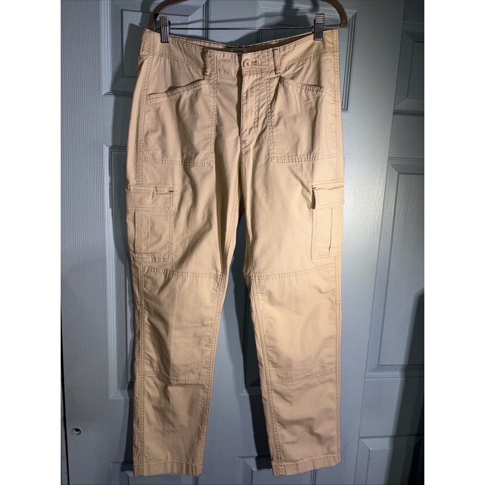 LL Bean Favorite Fit‎ Cargo Pants Khaki Tan Women Size 10 Reg Cotton Spandex